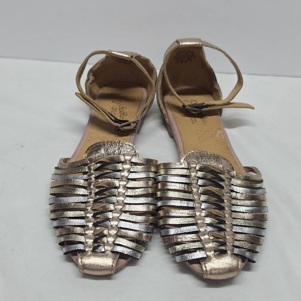 Seychelles Bits 'N Pieces Woven Leather Huarache Sandal Women US 8.5 Gold Silver